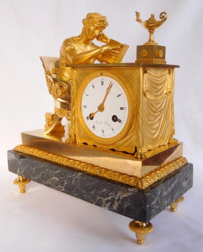 19th century - Empire Ormolu Clock - The Reader, After Reiche By Claude Galle &amp; Arnould