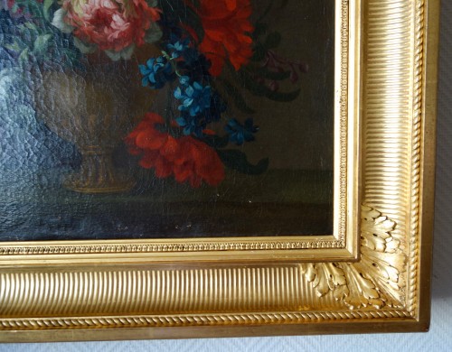 Bouquet de fleurs dans un vase, école française du XIXe siècle - GSLR Antiques