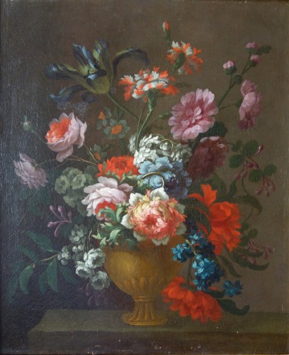  - Bouquet de fleurs dans un vase, école française du XIXe siècle