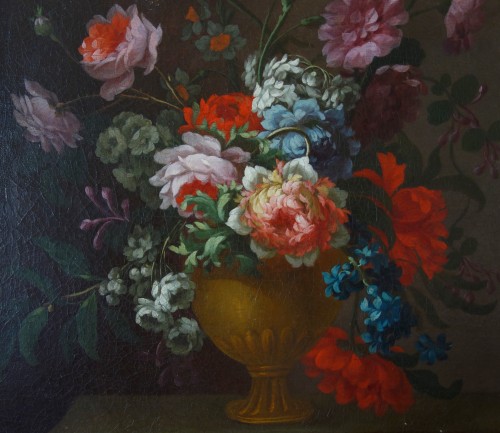 Antiquités - Bouquet de fleurs dans un vase, école française du XIXe siècle