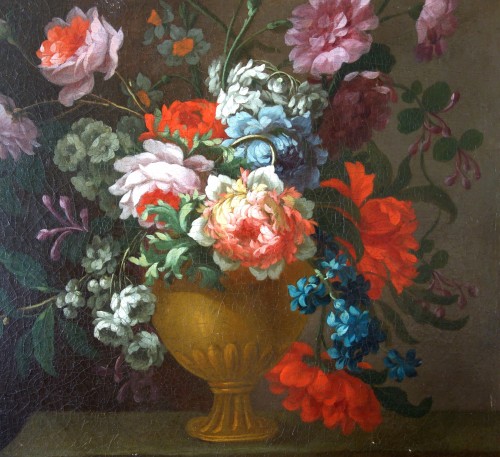 Antiquités - Bouquet de fleurs dans un vase, école française du XIXe siècle