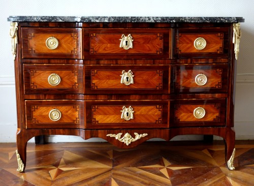 French Transition period marquetry commode - stamped Hubert Roux - 