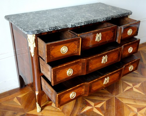 Antiquités - French Transition period marquetry commode - stamped Hubert Roux