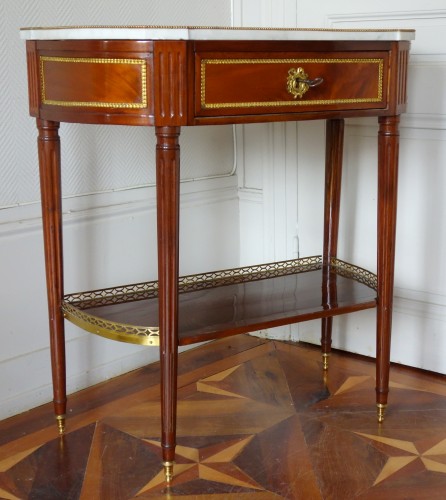 Mobilier Console - Console Louis XVI demi lune en acajou et bronze doré