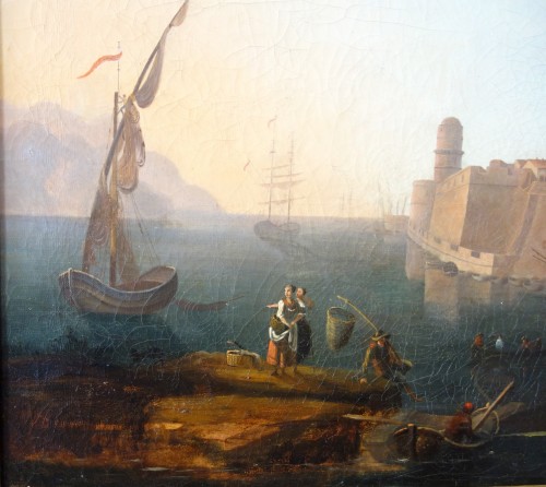 Tableaux et dessins Tableaux XIXe siècle - Le fort Saint Jean à Marseille - École française du début 19e