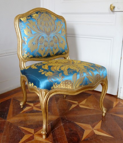 Suite de 4 chaises Louis XV en bois doré estampillées de Meunier - Sièges Style Louis XV