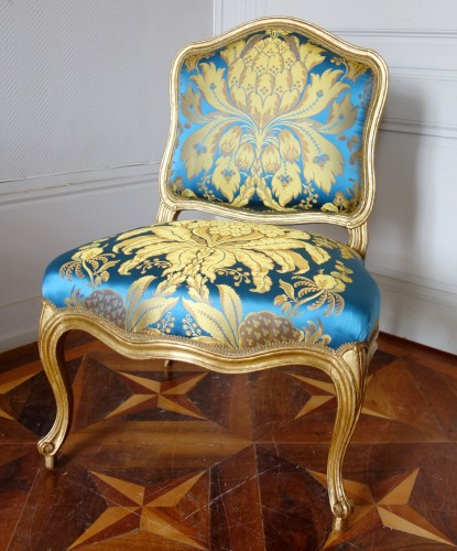 Seating  - Suite of 4 Louis XV chairs in gilded wood stamped by Meunier