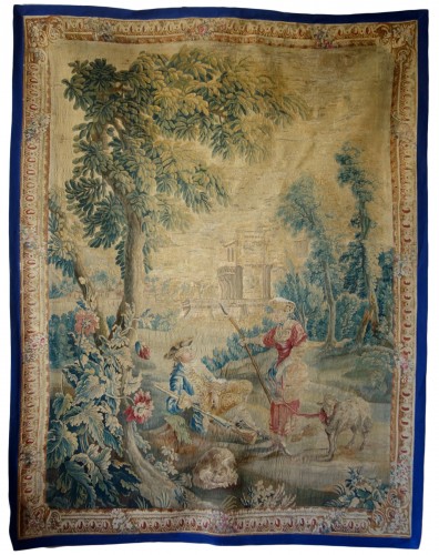 Scène pastorale  - Tapisserie d'Aubusson d'époque Louis XV