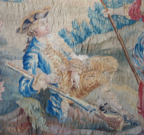 Scène pastorale  - Tapisserie d'Aubusson d'époque Louis XV - Louis XV