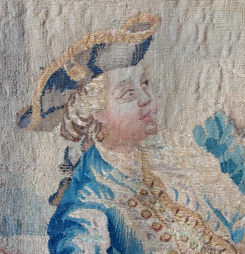 Antiquités - Scène pastorale  - Tapisserie d'Aubusson d'époque Louis XV