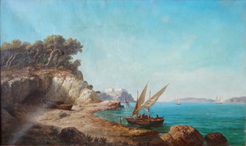 Emmanuel de Coulange Lautrec (1824 - 1898) - Bord de mer méditerranéen - Tableaux et dessins Style Napoléon III
