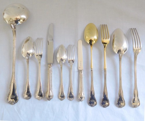 Sterling Silver Cutlery Set With Duke Crown By Odiot/henin - 113 Pieces