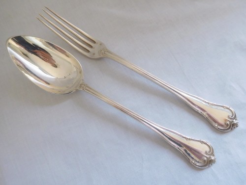 Antique Silver  - Sterling Silver Cutlery Set With Duke Crown By Odiot/henin