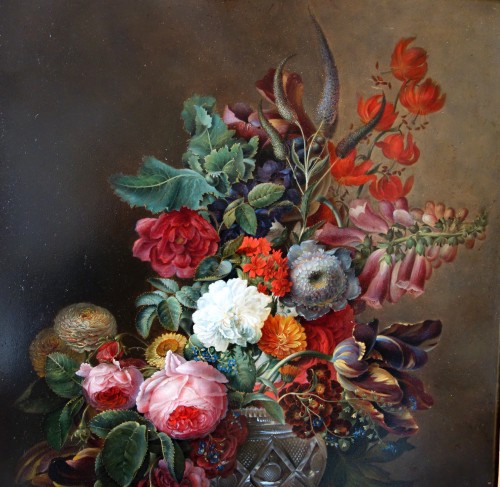 Restauration - Charles X - Bouquet de fleurs - École française du début 19e siècle, suiveur de Van Daels 
