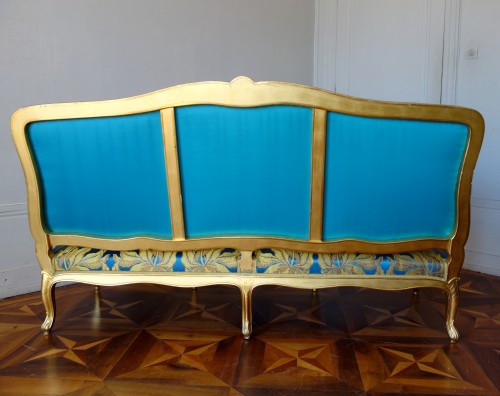 XIXe siècle - Mobilier de salon en bois doré sur le modèle du salon Pompadour à l'Elysée