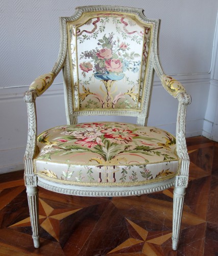 18th century - Claude Sene : Pair Of Louis XVI Cabriolet Armchairs Stamped, 18th Century