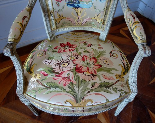 Louis XVI - Paire de fauteuils Cabriolets Louis XVI estampille de Claude Séné
