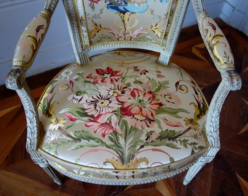 Louis XVI - Claude Sene : Pair Of Louis XVI Cabriolet Armchairs Stamped, 18th Century