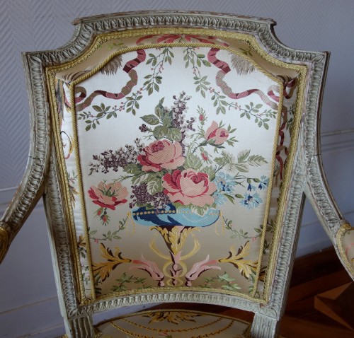 Antiquités - Paire de fauteuils Cabriolets Louis XVI estampille de Claude Séné