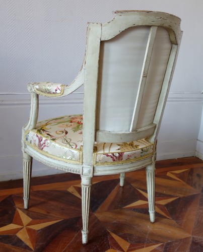 Antiquités - Paire de fauteuils Cabriolets Louis XVI estampille de Claude Séné