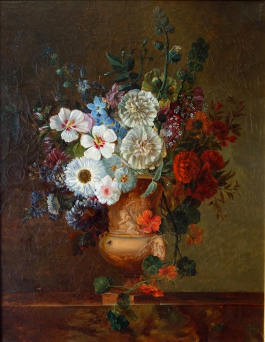 Tableaux et dessins Tableaux XIXe siècle - Ecole française du début 19e siècle, suiveur de van Spaendonck - Bouquet de fleurs