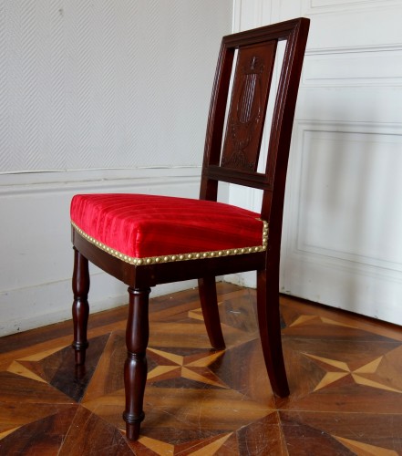 Empire - Series of four Empire period court chairs stamped by Puenne