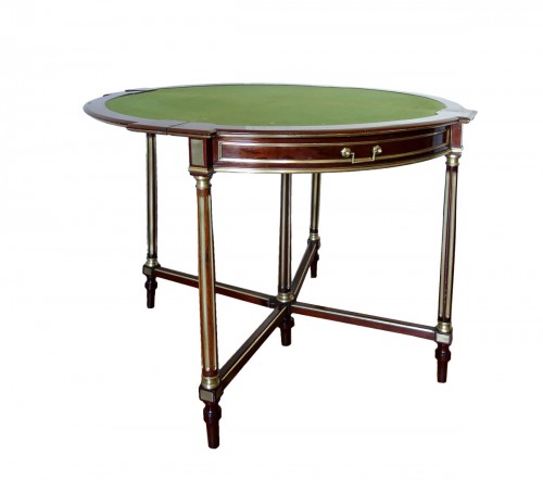 Table mécanique formant table à jeu et encoignure vers 1880 - signée Balny