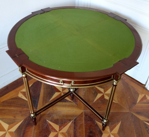 Table mécanique formant table à jeu et encoignure vers 1880 - signée Balny - 