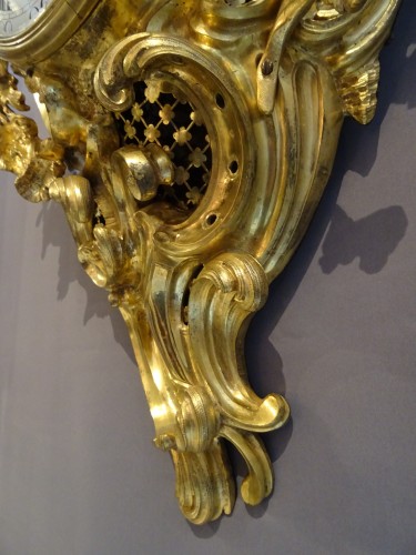 Antiquités - Cartel Louis XV en bronze doré signé Herbault à Paris