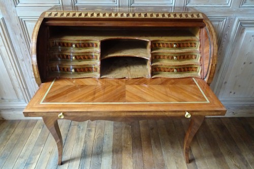 Transition period marquetry cylinder desk - Transition