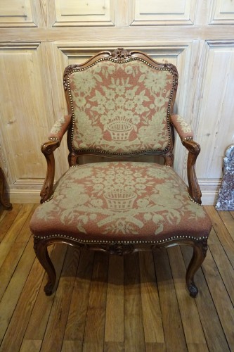 Paire de fauteuils à la Reine Louis XV estampillés D. Lheureux - Sièges Style Louis XV