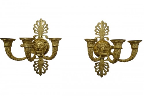 Pair of Empire period gilt bronze wall lights