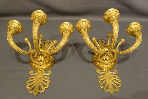 Lighting  - Pair of Empire period gilt bronze wall lights
