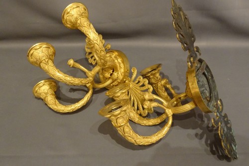 Pair of Empire period gilt bronze wall lights - 