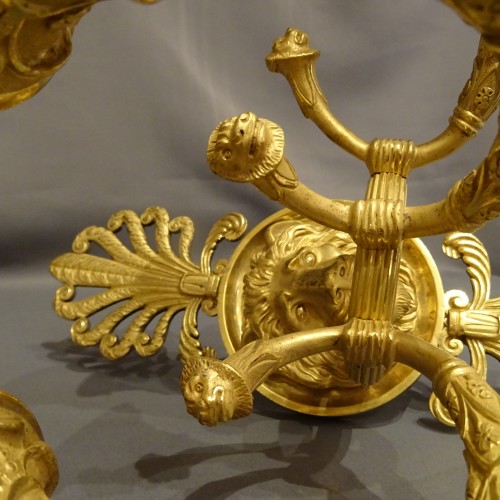 19th century - Pair of Empire period gilt bronze wall lights