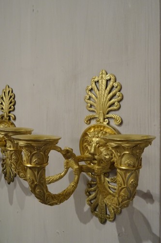 Pair of Empire period gilt bronze wall lights - Empire