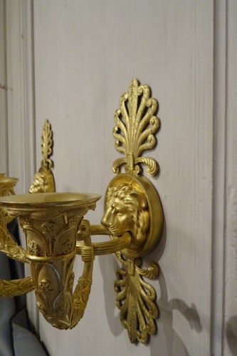 Empire - Pair of Empire period gilt bronze wall lights