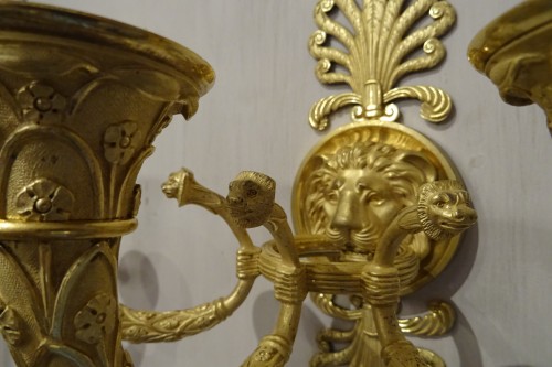 Antiquités - Pair of Empire period gilt bronze wall lights