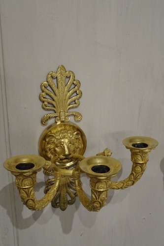 Antiquités - Pair of Empire period gilt bronze wall lights