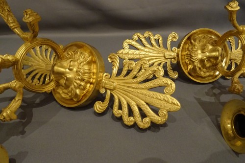 Antiquités - Paire d'appliques en bronze doré d'époque Empire