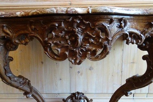 French Regence - Regence period carved oak console table