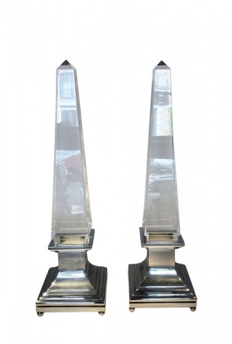 Lucite Obelisk Table Lamps by Sandro Petti for Maison Jansen, France, 1970s