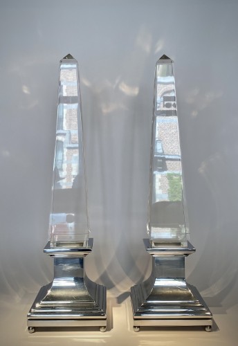 Lighting  - Lucite Obelisk Table Lamps by Sandro Petti for Maison Jansen, France, 1970s