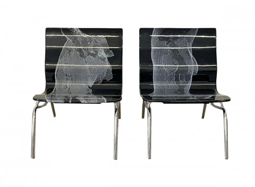 Pair CHAIRS- ADAM AND EVE- BYby Nigel Coates &amp; Barnaba Fornasetti