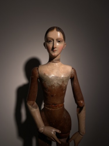 Mannequin napolitain articulé en bois polychromé - 