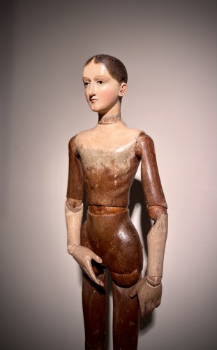  - Mannequin napolitain articulé en bois polychromé