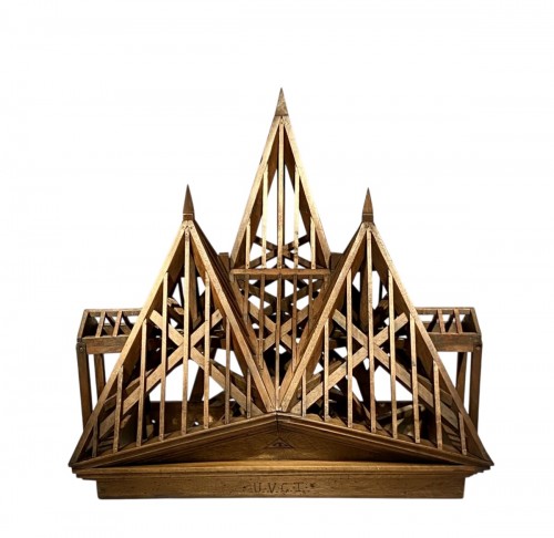 Rooftop construction model of a Temple