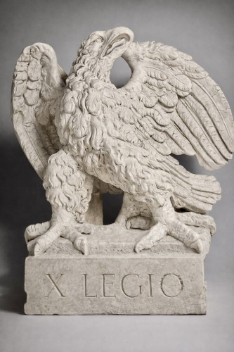 Sculpture  - Monumental architectural Carrara Marble Eagle