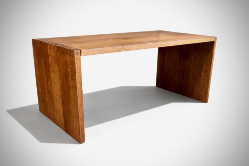 Bureau en chêne de la fin des années 70 de Giuseppe Rivadossi avec deux chaises - Mobilier Style Années 50-60
