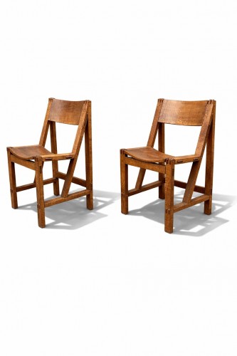 Bureau en chêne de la fin des années 70 de Giuseppe Rivadossi avec deux chaises - Herwig Simons Fine Arts